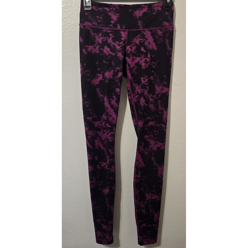 Lululemon Wunder Under Crop II Purple/Black Tie Dye Mid-rise Leggings Size 4